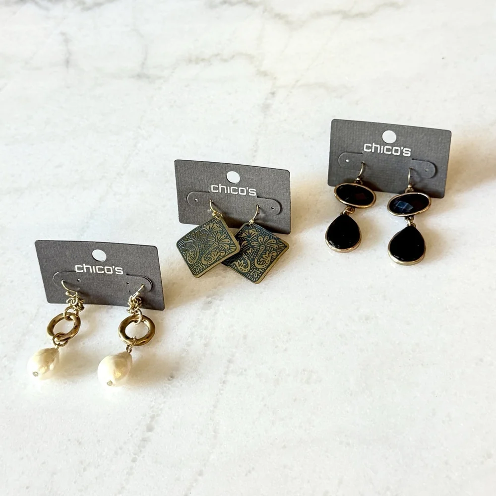 Chico's Earring Bundle Lot of 3 NWT Dangle Statement - Picture 3 of 10
